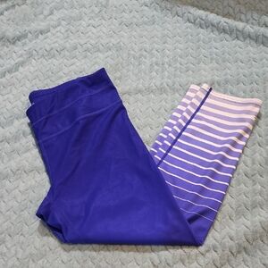 Athleta Royal Blue Ombre Stripe Performance Leggings